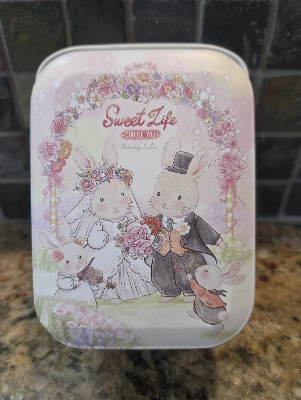 Sweet life Bunny Lulu Wedding Gift Tin No Key Ring Plush Empty Storage Tin
